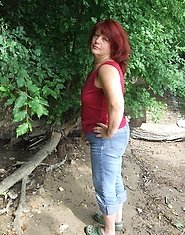This mature nympho loves to get naked outdoors